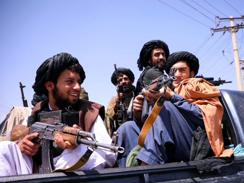 Taliban forces patrol in front of Hamid Karzai International Airport in Kabul, Afghanistan, Sept 2, 2021. Photo: Reuters