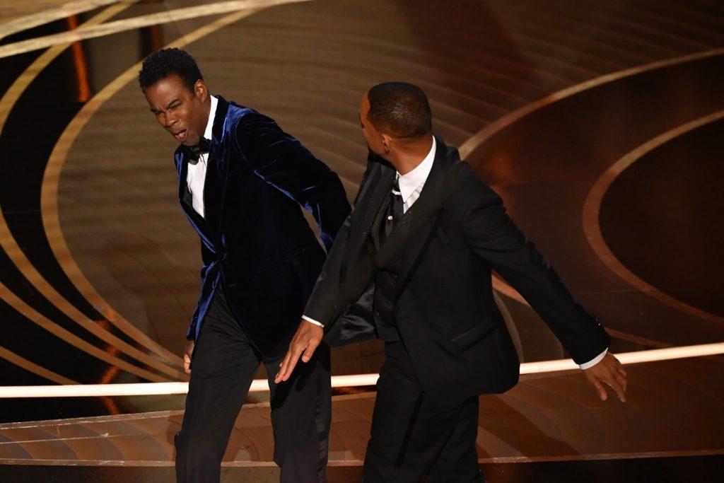 Will Smith (right) slaps Chris Rock onstage during the 94th Oscars at the Dolby Theatre in Hollywood, California on March 27. Photo: AFP