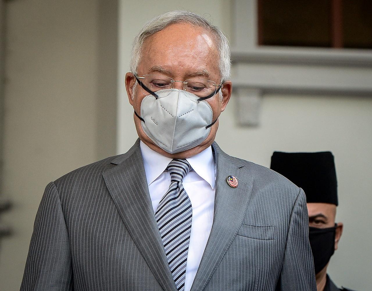 Former prime minister Najib Razak leaves the Kuala Lumpur court complex today. Photo: Bernama