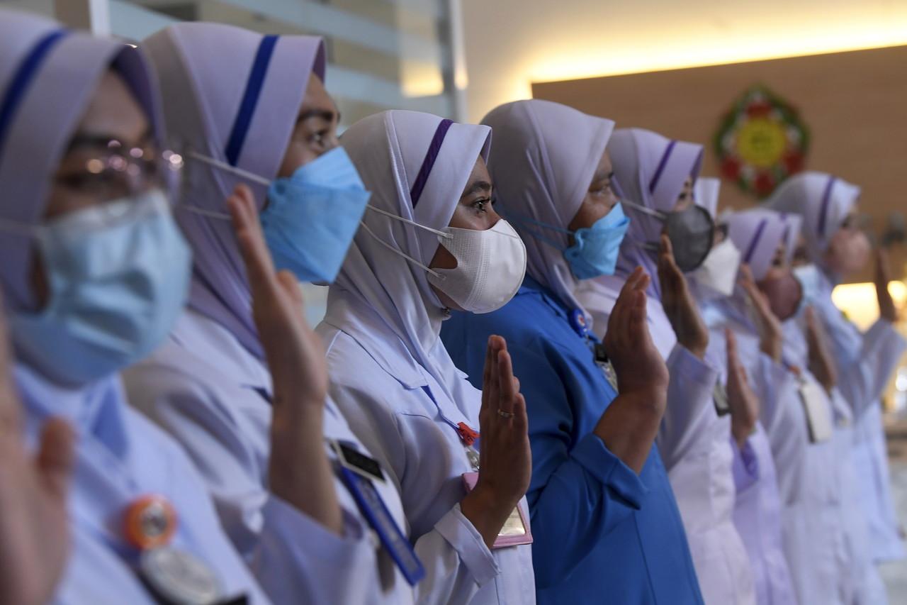 Nurses attend an event in conjunction with International Nurses Day in Kuala Lumpur on May 12. Photo: Bernama