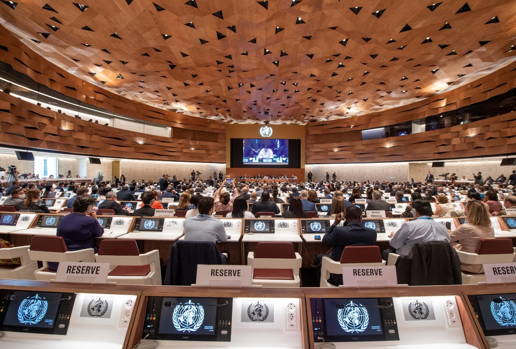 Delegates gather on the opening day of 75th World Health Assembly of the World Health Organization in Geneva on May 22. Photo: AFP