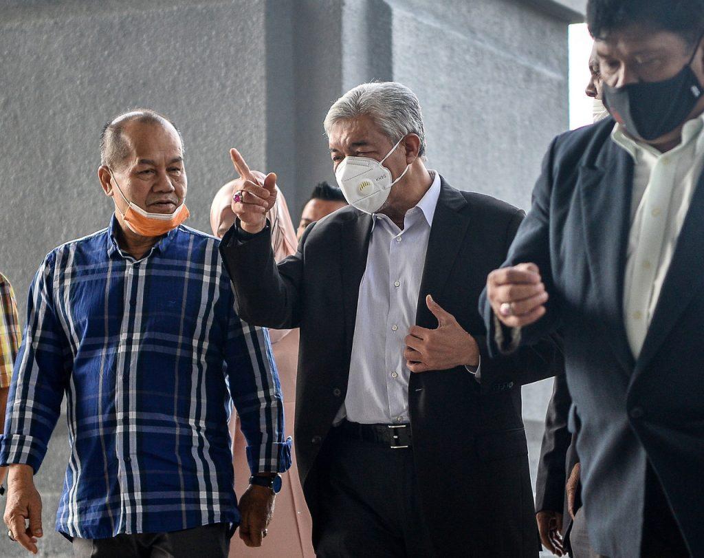 Former deputy prime minister Ahmad Zahid Hamidi arrives at the Kuala Lumpur court complex today. Photo: Bernama