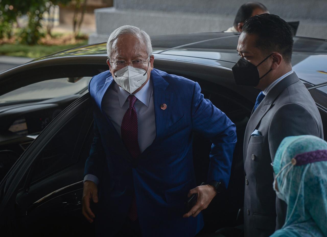 Former prime minister Najib Razak at the Kuala Lumpur court complex yesterday. Photo: Bernama