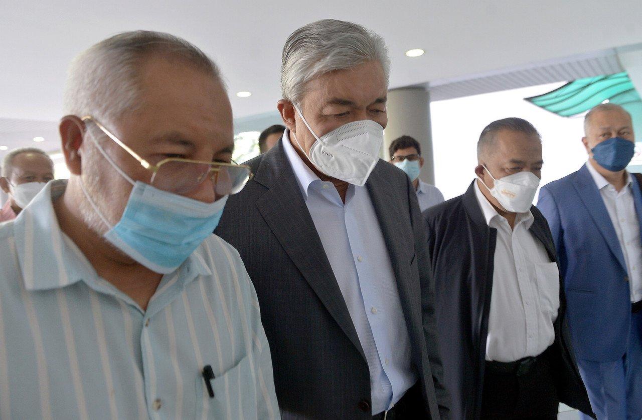 Former deputy prime minister Ahmad Zahid Hamidi arrives at the Shah Alam High Court today. Photo: Bernama