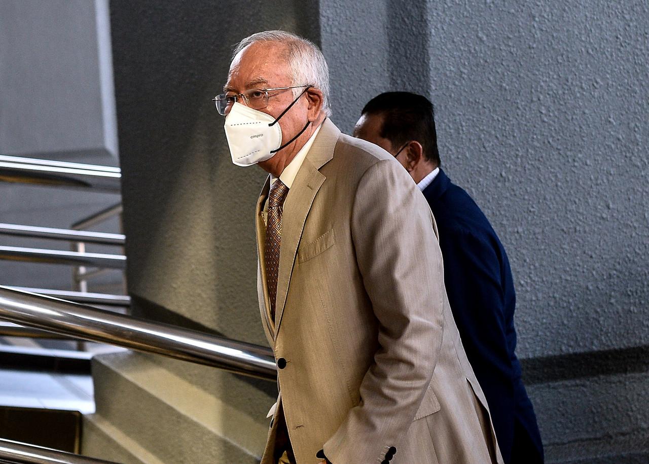 Former prime minister Najib Razak at the Kuala Lumpur court complex yesterday. Photo: Bernama