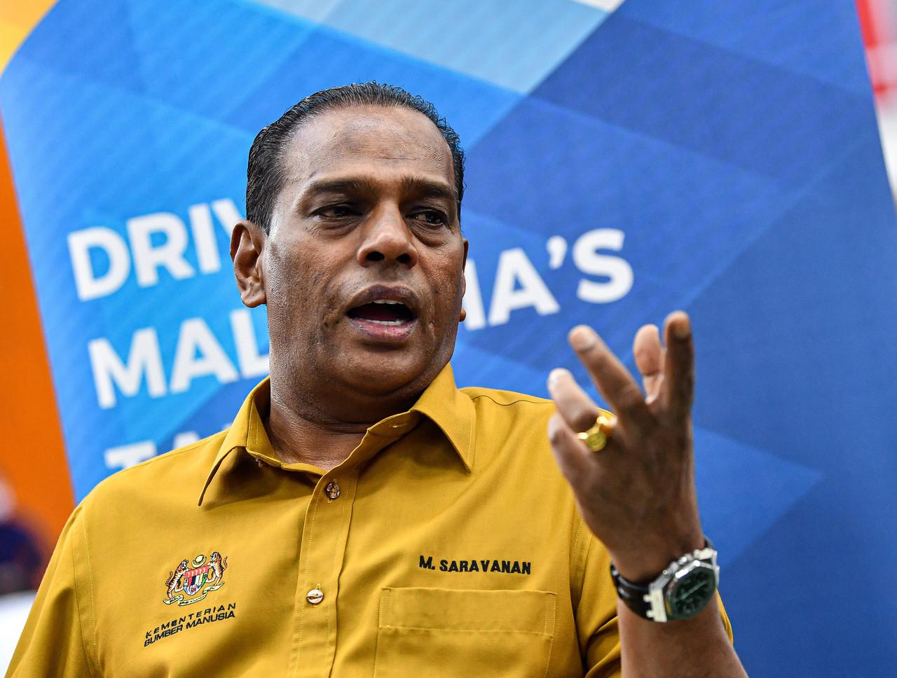 Human Resources Minister M Saravanan. Photo: Bernama