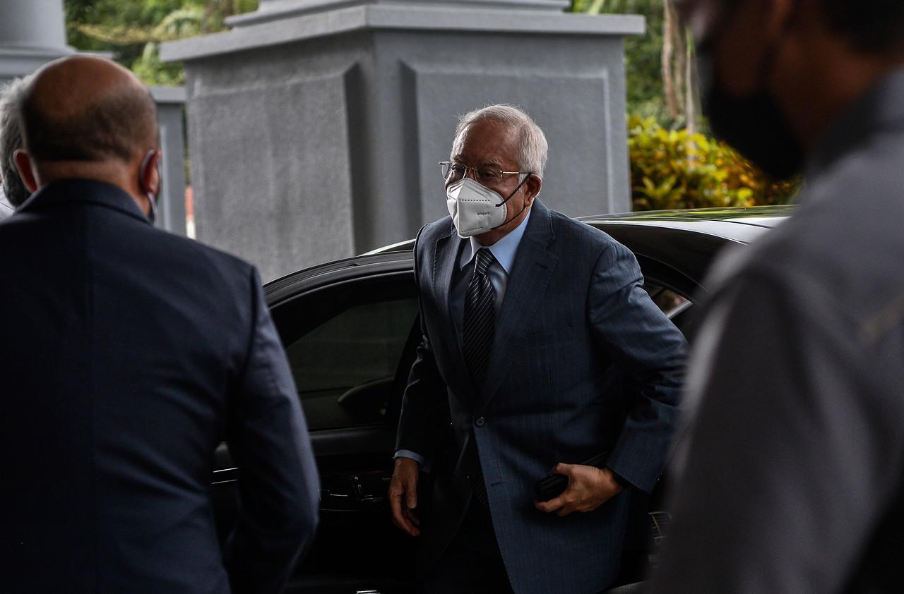 Former prime minister Najib Razak at the Kuala Lumpur court complex yesterday. Photo: Bernama