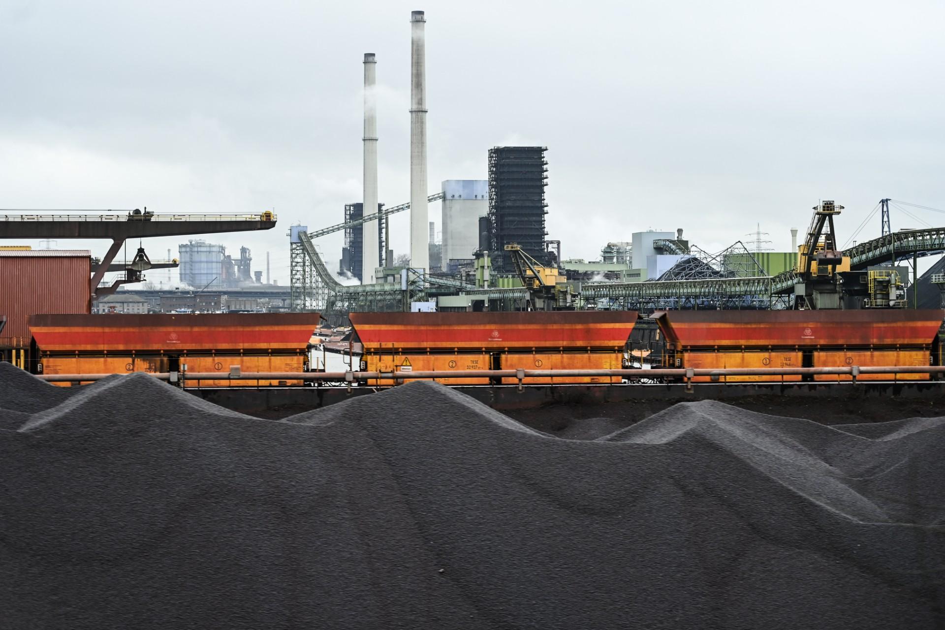 Coal stocks are seen at the Thyssenkrupp Steel Europe AG in Duisburg, western Germany on Feb 22. Photo: AFP