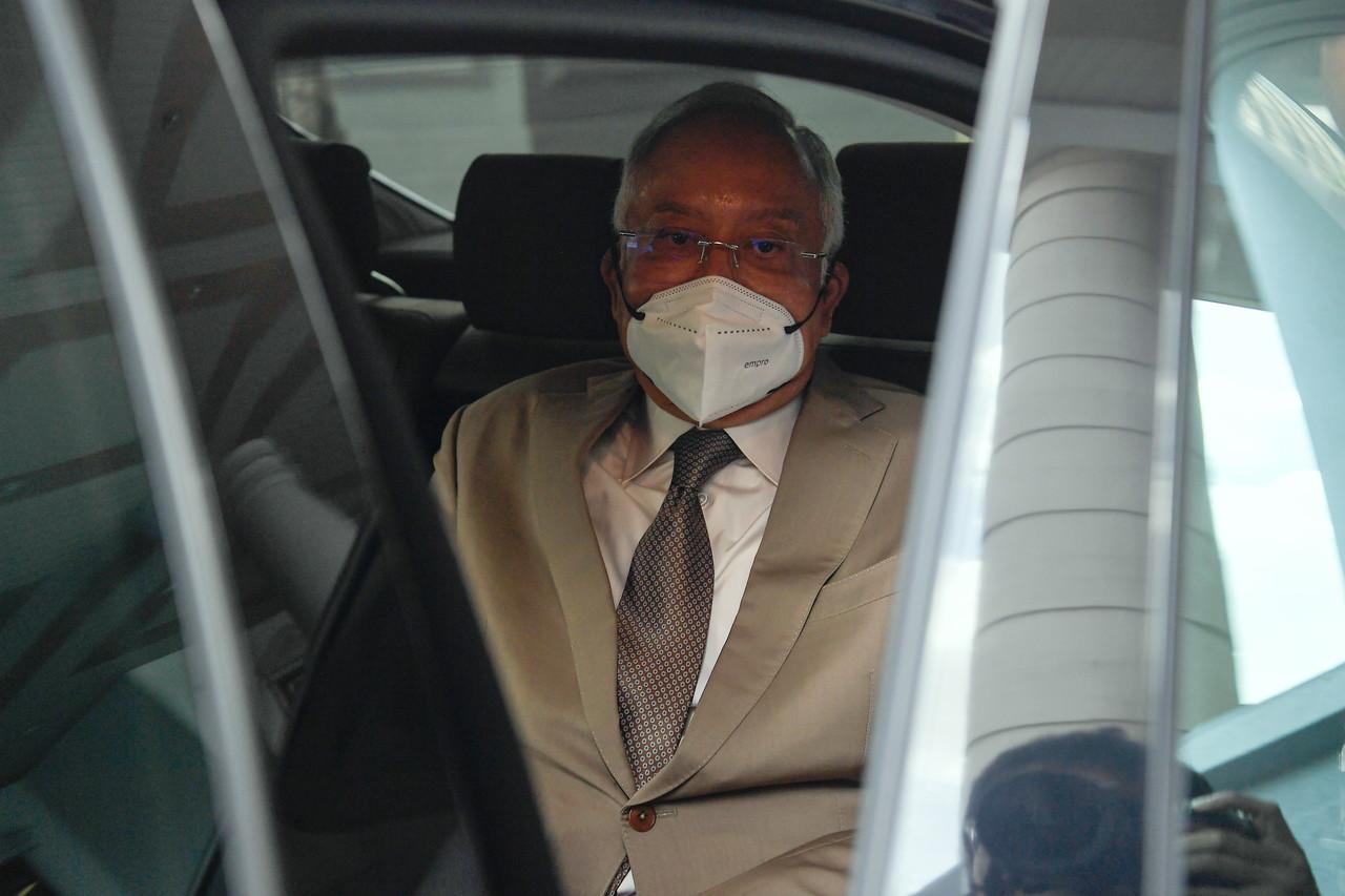 Former prime minister Najib Razak leaves the Kuala Lumpur court complex today. Photo: Bernama