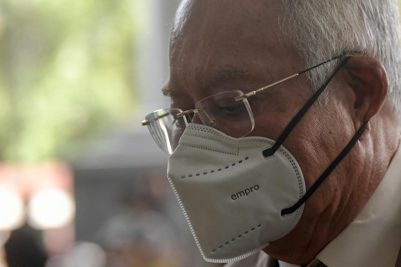 Former prime minister Najib Razak at the Kuala Lumpur court complex yesterday. Photo: Bernama