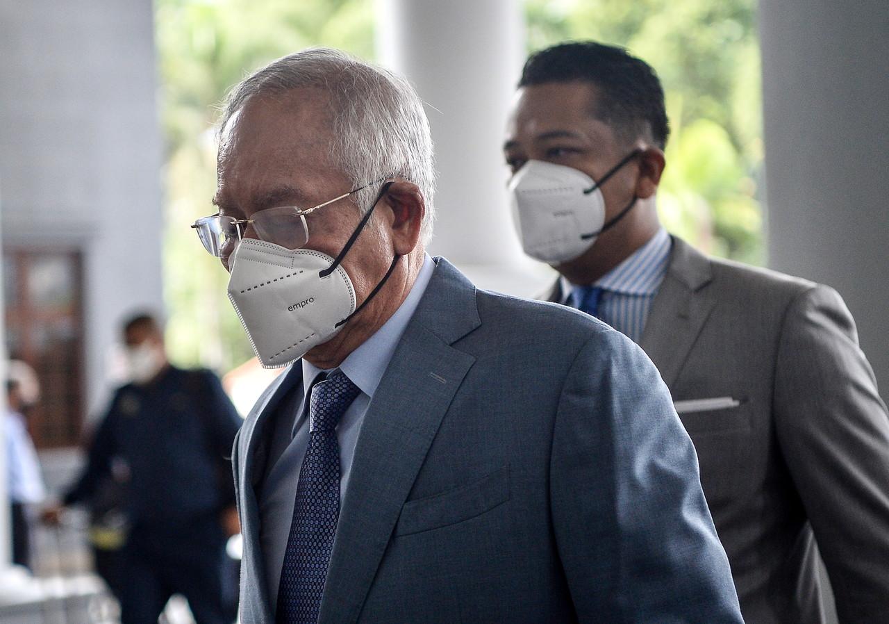 Former prime minister Najib Razak arrives at the Kuala Lumpur High Court today. Photo: Bernama