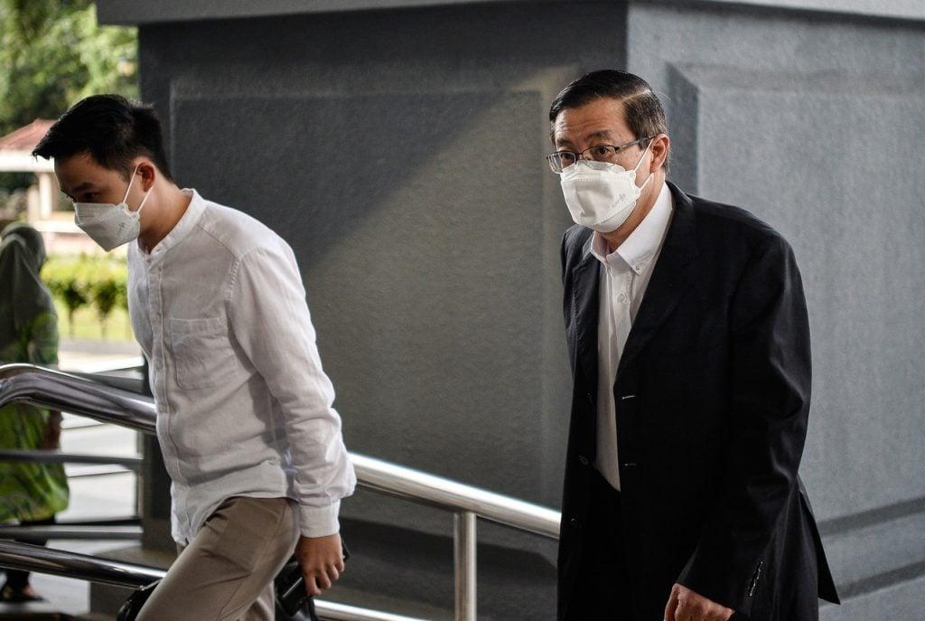 Former Penang chief minister Lim Guan Eng arrives at the Kuala Lumpur court complex yesterday. Photo: Bernama