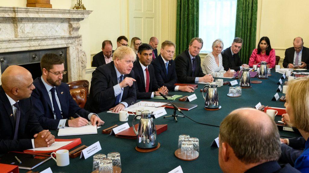 Britain's Prime Minister Boris Johnson speaks as he chairs a Cabinet meeting at 10 Downing Street, in London, on June 7. Photo: AFP