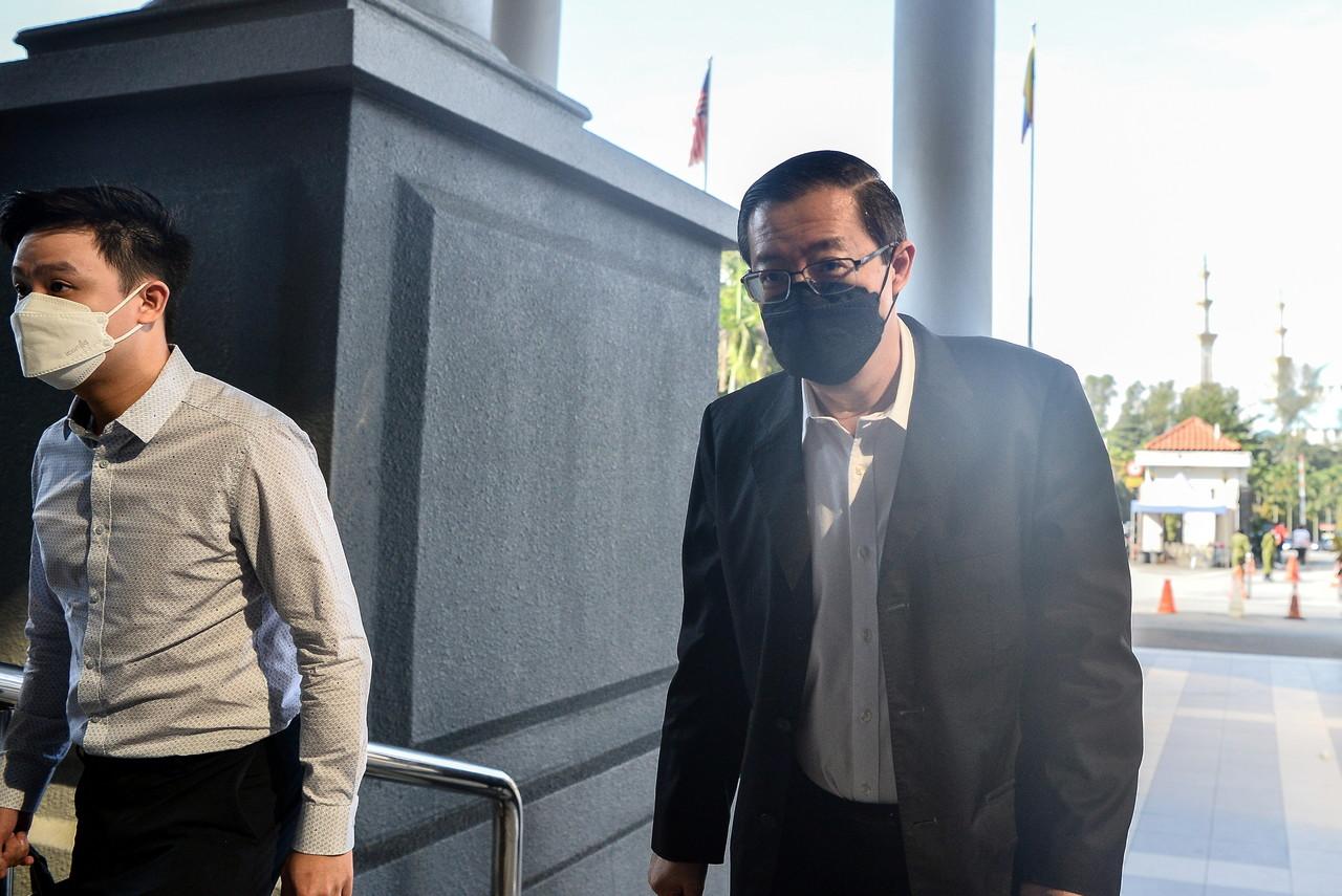 Former Penang chief minister Lim Guan Eng arrives at the Kuala Lumpur court complex today. Photo: Bernama         