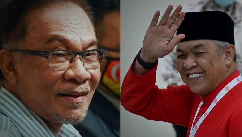 Presiden PKR Anwar Ibrahim dan Presiden Umno Ahmad Zahid Hamidi.