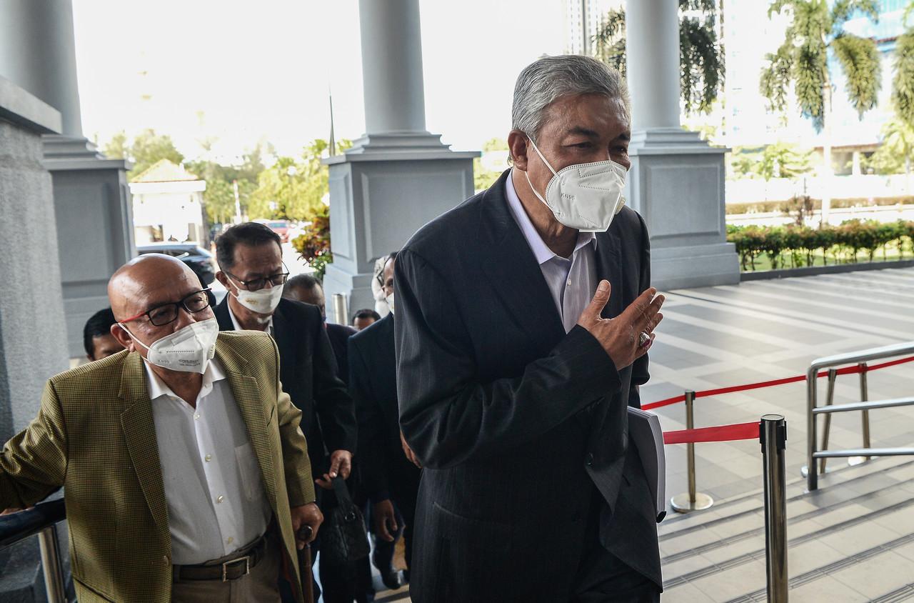 Former deputy prime minister Ahmad Zahid Hamidi at the Kuala Lumpur court complex yesterday. Photo: Bernama